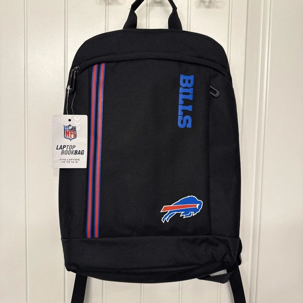 NWT Buffalo Bills Black Laptop Book Bag Padded Backpack Fits 14